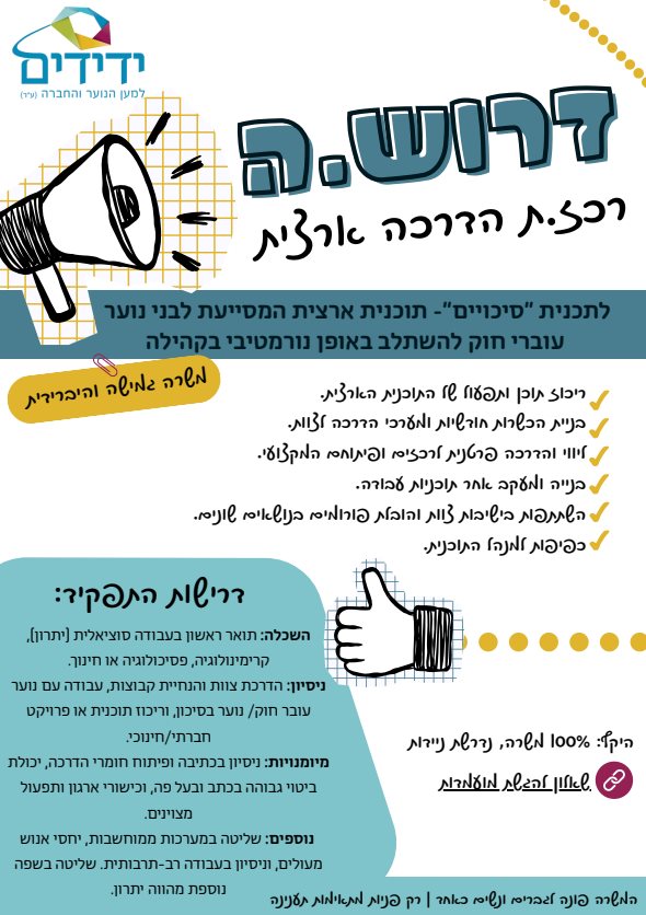 דרושים רכז הדרכה ארצי ידידים